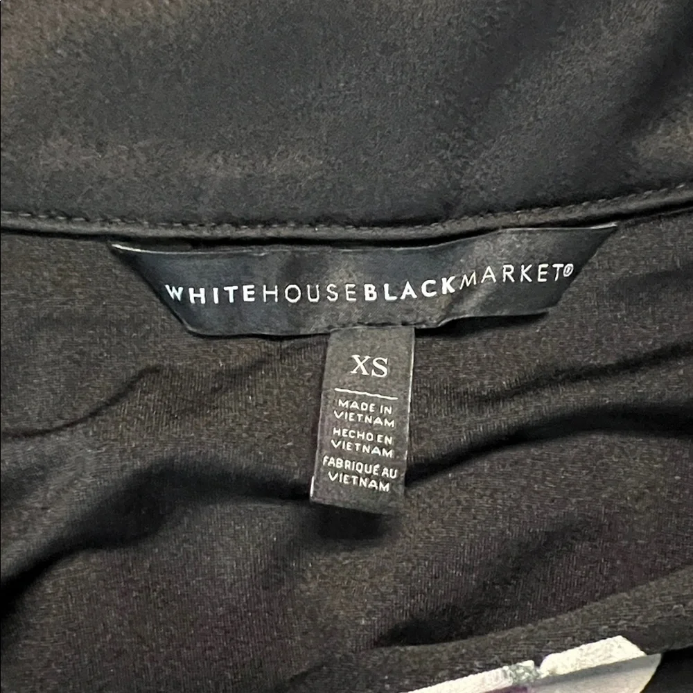 White House Black Market LS MJ w Tie Chemise Delphinium Placed Black Dress - Picture 7 of 9